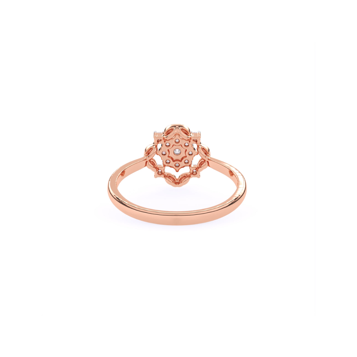 Round Fancy Geometric Pattern 14K Gold Diamond Ring